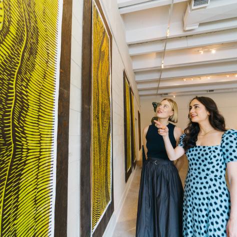 Two girls looking at art at LeQuire Gallery