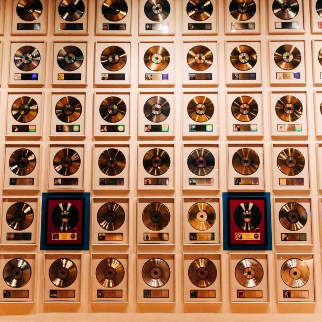 Country Music Hall of Fame gold record wall