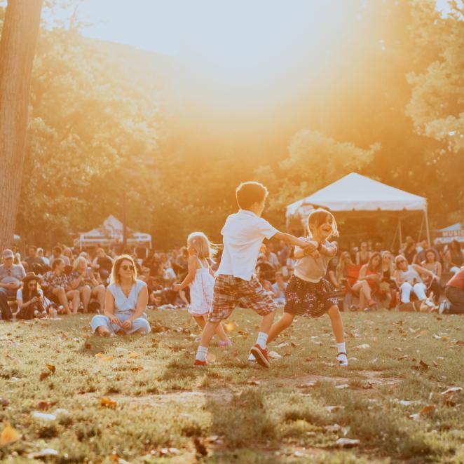 Kids playing at Musicians Corner