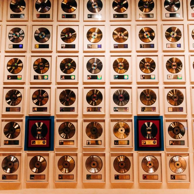 Record wall at Country Music Hall of Fame and Museum