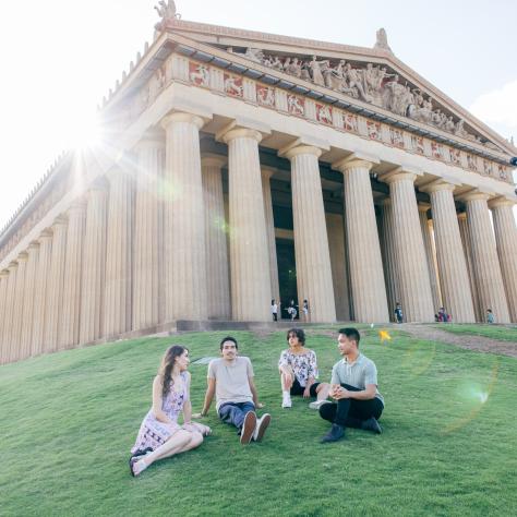 Friends at the Parthenon at Centennial Park